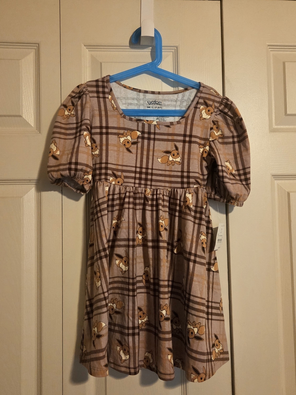 Girls' Eevee Plaid Puff-Sleeve Dress